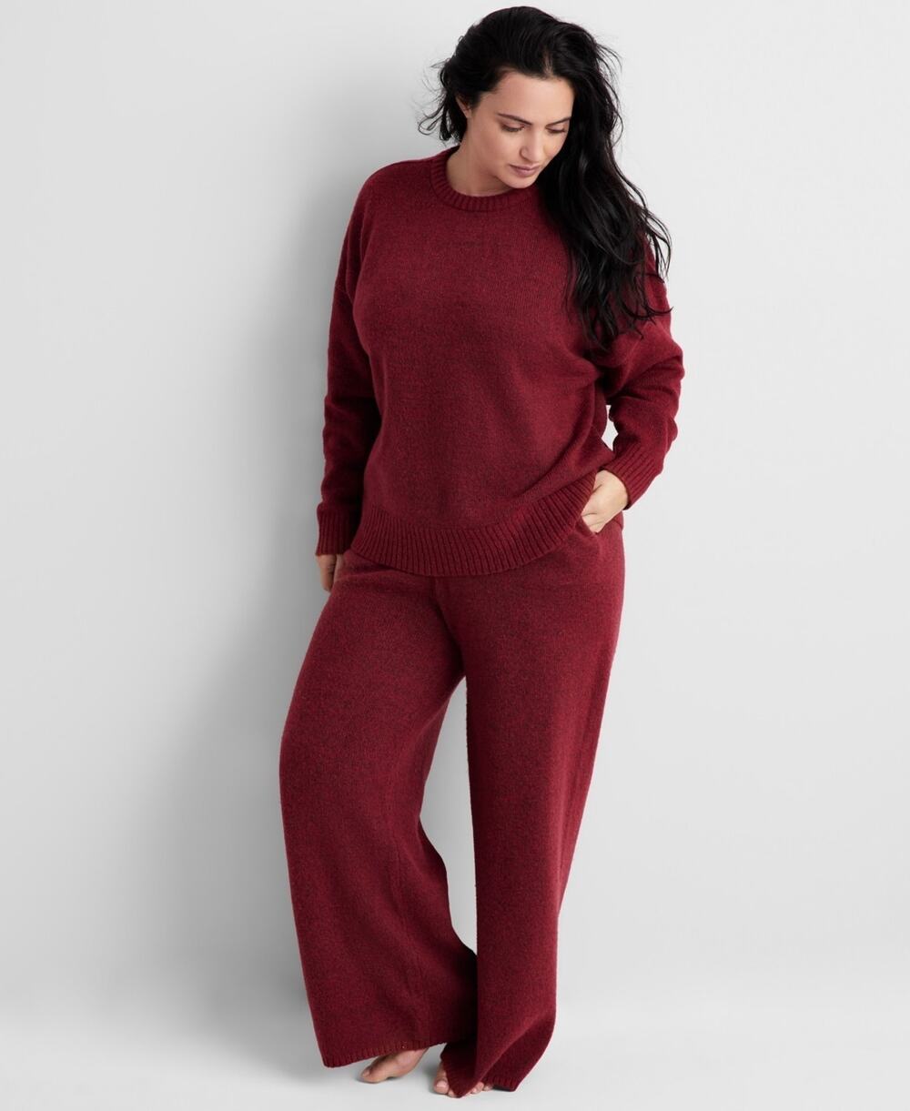 State of Day Women's Indulge & Rest Sweater Loungewear Set Burgundy Size L 3376